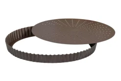 Tourtière ronde cannelée perforée Gobel anti-adhérent fond mobile