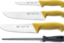 Trousse professionnelle de boucher 3 couteaux + 1 fusil Sanelli Skin