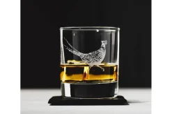 Verre à whisky avec dessous de verre Selbrae House - Motif faisan