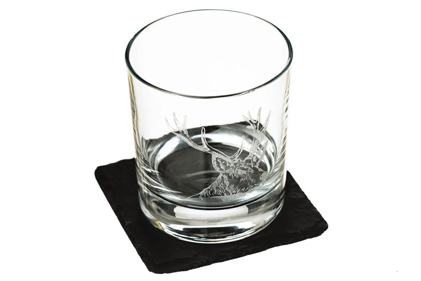 Verre à whisky avec dessous de verre Selbrae House - Motif cerf