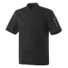 Veste de cuisine mixte Robur Nero noire à manches courtes