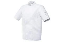 Veste de cuisine mixte Robur Nero blanche à manches courtes