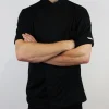Veste de cuisine unisexe Egochef Pizzaiolo noire 100% Air Plus à manches courtes