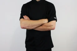 Veste de cuisine unisexe Egochef Pizzaiolo noire 100% Air Plus à manches courtes