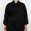 Veste de cuisine unisexe Egochef Sushi noire kimono polyester et coton à manches longues