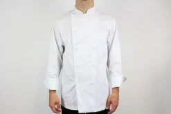 Veste de cuisine unisexe Egochef Rex blanche 100% coton à manches longues