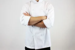 Veste de cuisine unisexe Egochef Rex blanche 100% coton à manches longues