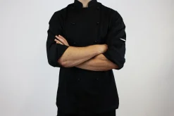 Veste de cuisine unisexe Egochef Safety noire polyester et coton à manches longues