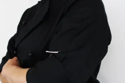 Veste de cuisine unisexe Egochef Safety noire polyester et coton à manches longues