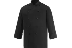 Veste de cuisine unisexe Egochef Safety noire polyester et coton à manches longues