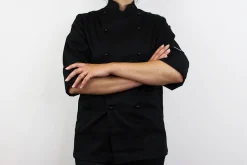 Veste de cuisine unisexe Egochef Safety noire polyester et coton à manches longues
