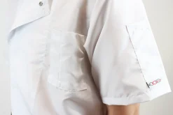 Veste de cuisine unisexe Egochef Ottavio Air Plus blanche 100% microfibre à manches courtes