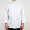 Veste de cuisine unisexe Egochef Cheap Air Plus blanche polyester et coton à manches longues