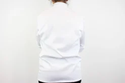 Veste de cuisine unisexe Egochef Cheap Air Plus blanche polyester et coton à manches longues