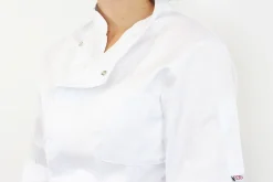 Veste de cuisine unisexe Egochef Cheap Air Plus blanche polyester et coton à manches longues