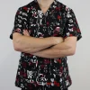 Veste de cuisine unisexe Egochef Leonardo caractères japonais 100% coton à manches courtes