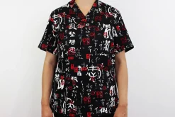 Veste de cuisine unisexe Egochef Leonardo caractères japonais 100% coton à manches courtes