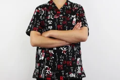 Veste de cuisine unisexe Egochef Leonardo caractères japonais 100% coton à manches courtes