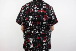 Veste de cuisine unisexe Egochef Leonardo caractères japonais 100% coton à manches courtes