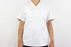 Veste de cuisine unisexe Egochef Leonardo blanche 100% coton à manches courtes