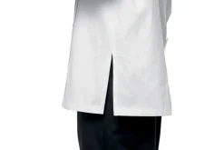 Veste de cuisine unisexe Egochef Leonardo blanche 100% coton à manches courtes