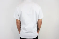 Veste de cuisine unisexe Egochef Leonardo blanche 100% coton à manches courtes