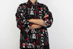 Veste de cuisine unisexe Egochef Sushi caractères japonais kimono 100% coton à manches longues