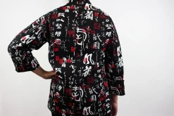 Veste de cuisine unisexe Egochef Sushi caractères japonais kimono 100% coton à manches longues