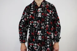 Veste de cuisine unisexe Egochef Sushi caractères japonais kimono 100% coton à manches longues