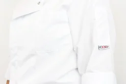 Veste de cuisine unisexe Egochef Ottavio Air Plus blanche 100% microfibre à manches longues