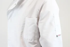 Veste de cuisine unisexe Egochef Ottavio Air Plus blanche 100% microfibre à manches longues