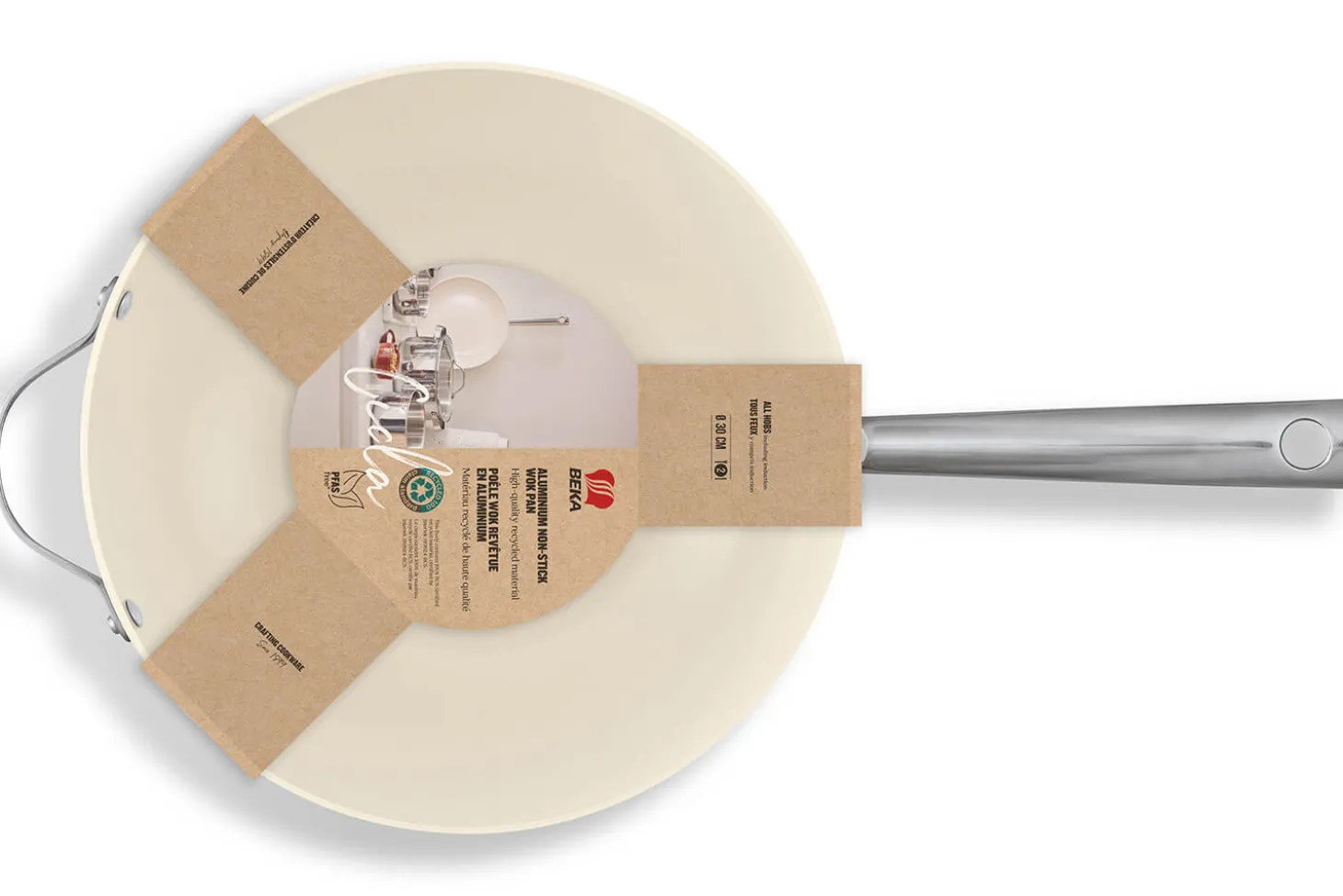 Wok Beka Cicla 30cm en revêtement céramique avec contre-poignée
