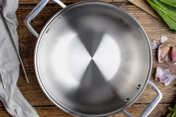 Wok Cristel Castel'Pro 28cm en acier inoxydable 18/10 3 ply 2 anses fixes avec couvercle