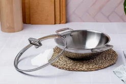 Wok Cristel Castel'Pro en acier inoxydable 18/10 3 ply avec 2 anses fixes