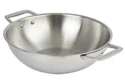 Wok Cristel Castel'Pro en acier inoxydable 18/10 3 ply avec 2 anses fixes