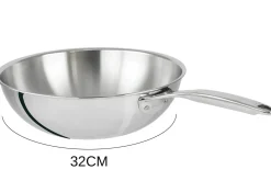 Wok Cristel Castel'Pro en acier inoxydable 18/10 3 ply