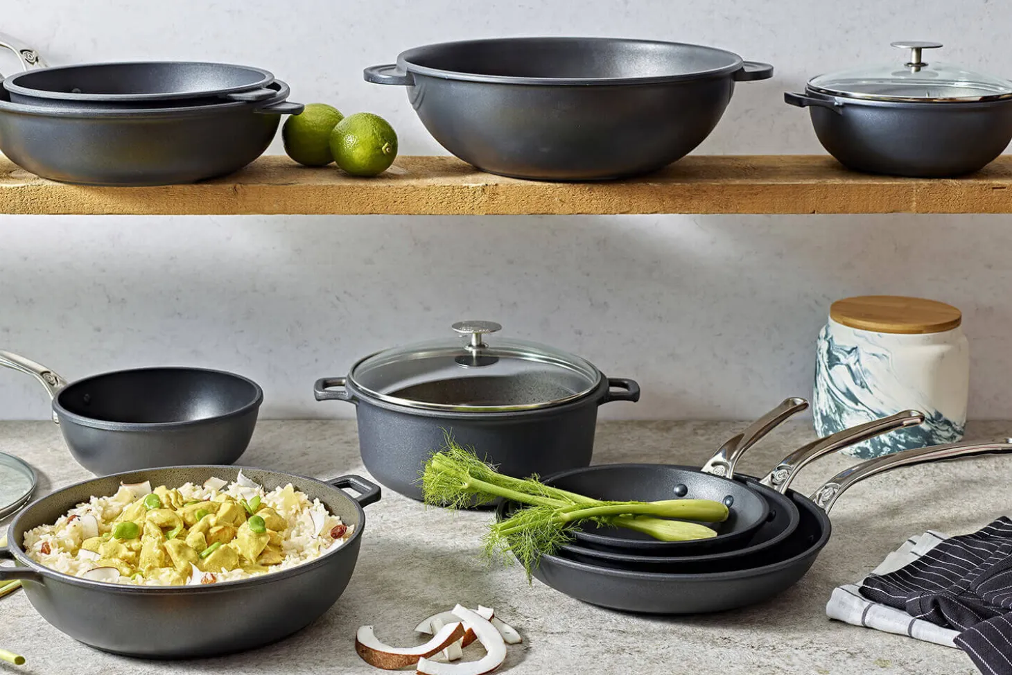 Wok en fonte d'aluminium De Buyer Choc Extreme ø32cm à 2 anses