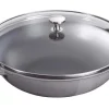 Wok en fonte Staub 30cm avec couvercle en verre + grille